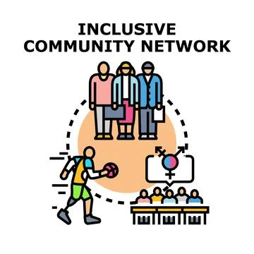 Inclusive community network connecting diverse individuals together Stock Illustration