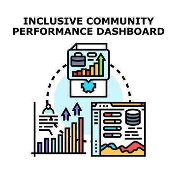 Inclusive community performance dashboard concept vector 库存插图