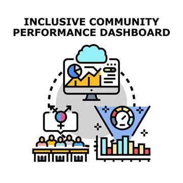 Inclusive community performance dashboard concept Stock-Illustration