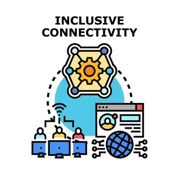 Inclusive connectivity concept with diverse users linking global network Stock Illustration