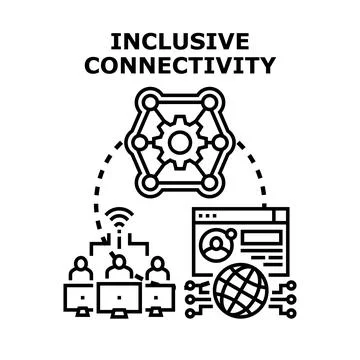 Inclusive connectivity concept with diverse users linking global network Stock Illustration