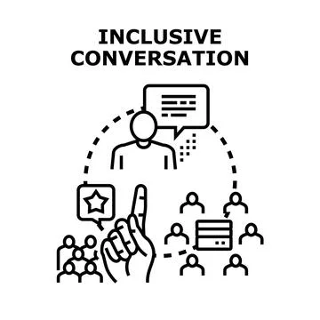 Inclusive conversation concept with diverse group engaging Stock Illustration