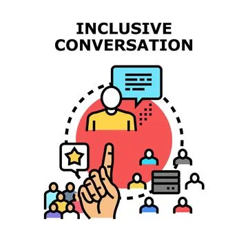 Inclusive conversation concept with diverse group engaging Stock Illustration
