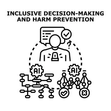 Inclusive decision making process preventing harm with artificial intelligenc Stock Illustration