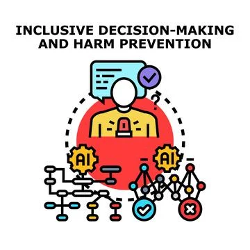 Inclusive decision making process preventing harm with artificial intelligenc 스톡 일러스트