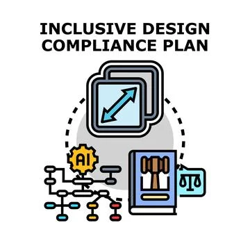 Inclusive design compliance plan ensuring accessibility and usability Ilustración de archivo