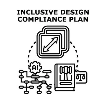 Inclusive design compliance plan ensuring accessibility and usability Ilustración de archivo