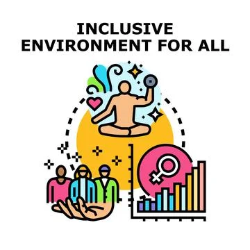 Inclusive environment concept promoting diversity and well being Stock Illustration