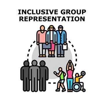 Inclusive group diverse people representation concept Stock Illustration