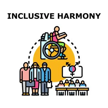Inclusive harmony concept uniting diverse gender and ability groups Stockillustratie
