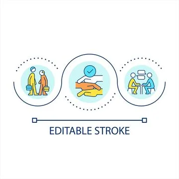 Inclusive interaction in workplace loop concept icon Stock Illustration