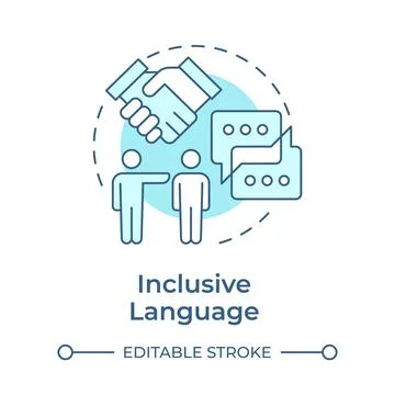 Inclusive language soft blue concept icon Stock Illustration