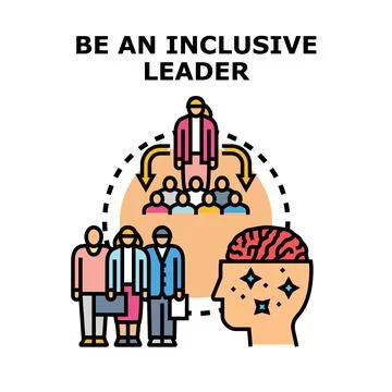 Inclusive leadership developing diverse team members thinking Stock Illustration