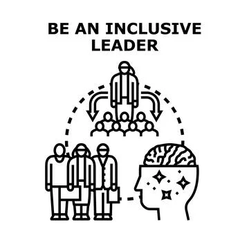 Inclusive leadership developing diverse team members thinking 库存插图