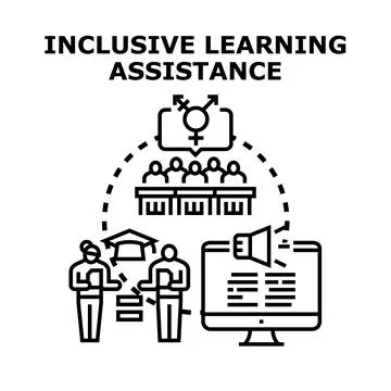 Inclusive learning assistance providing educational support services Stock Illustration