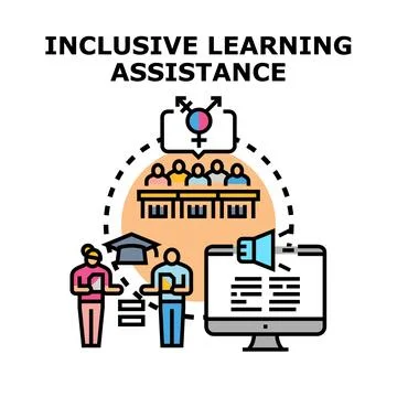 Inclusive learning assistance providing educational support services Stock Illustration