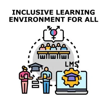 Inclusive learning environment depicting diverse students. Educators Stock Illustration