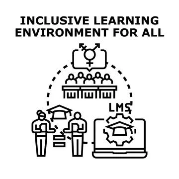 Inclusive learning environment depicting diverse students. Educators Stock Illustration