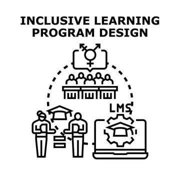 Inclusive learning program design concept developing educational equality Stock Illustration