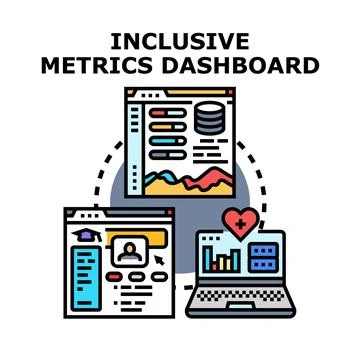 Inclusive metrics dashboard illustrating data analysis visualization Stockillustratie