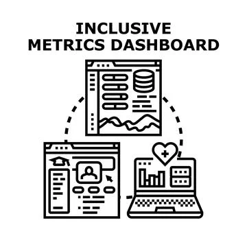 Inclusive metrics dashboard illustrating data analysis visualization Stock Illustration