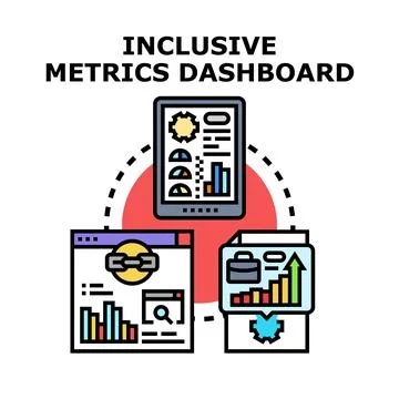 Inclusive metrics dashboard visualizing data analysis Stock Illustration
