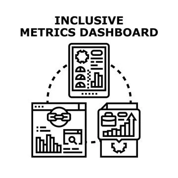 Inclusive metrics dashboard visualizing data analysis Stock Illustration