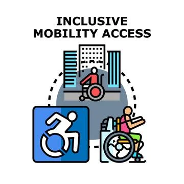 Inclusive mobility access for disabled people concept Stock Illustration