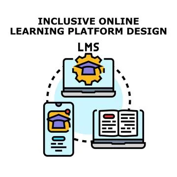 Inclusive online learning platform design concept Stockillustratie