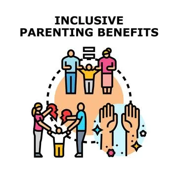Inclusive parenting benefits child development and family well being Stock Illustration