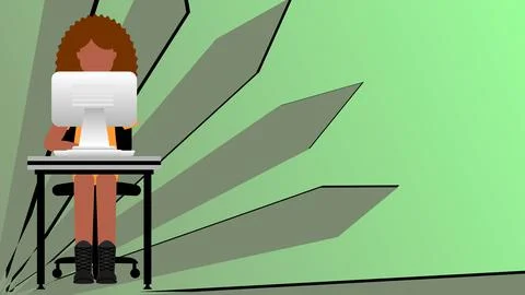 Inclusive person working on computer Stock Illustration