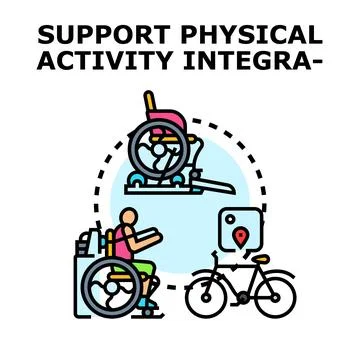 Inclusive physical activity integration support for people with disabilities Stock Illustration