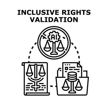 Inclusive rights validation balancing digital era regulations Stock Illustration