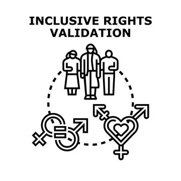 Inclusive rights validation for diverse groups icon Stock Illustration