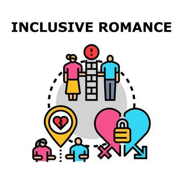 Inclusive romance concept presenting diverse relationship types Stock Illustration