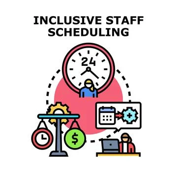 Inclusive staff scheduling and workforce management concept Stock Illustration