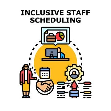 Inclusive staff scheduling system optimizing workflow management Stock Illustration