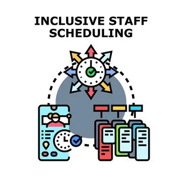 Inclusive staff scheduling vector concept optimizing resource time management Illustrazione stock