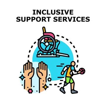 Inclusive support services for people with disabilities concept Stock Illustration