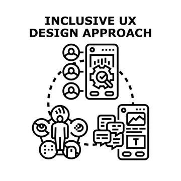 Inclusive ux design approach optimizing user experience Stock Illustration