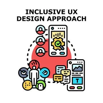 Inclusive ux design approach optimizing user experience Stock Illustration
