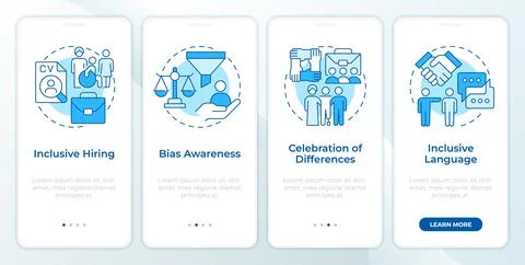 Inclusive work methods blue onboarding mobile app screen 스톡 일러스트