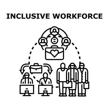 Inclusive workforce concept with diverse happy employee team Stock Illustration