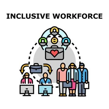 Inclusive workforce concept with diverse happy employee team Stock Illustration