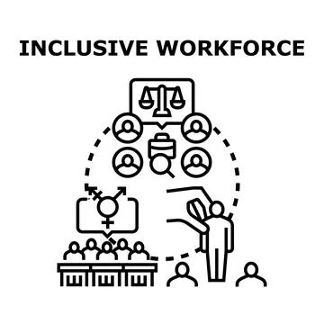 Inclusive workforce creating diverse professional opportunities Stock Illustration