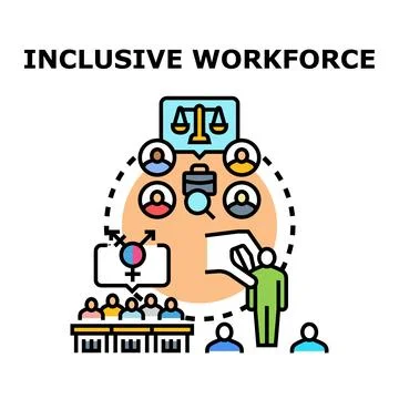 Inclusive workforce creating diverse professional opportunities Stock Illustration