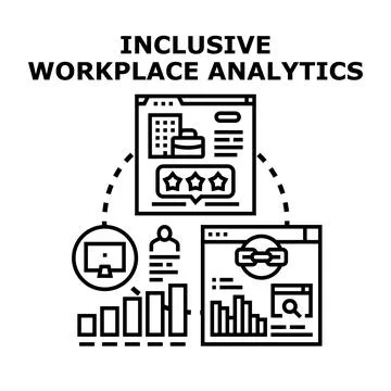 Inclusive workplace analytics concept driving business performance metrics 库存插图