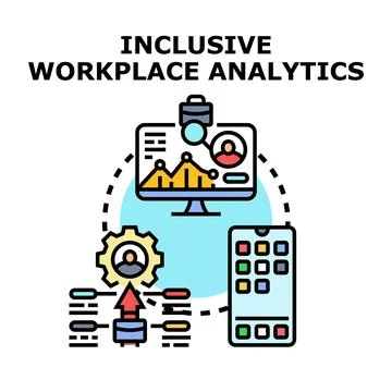 Inclusive workplace analytics system creating diverse growth strategy Stock Illustration