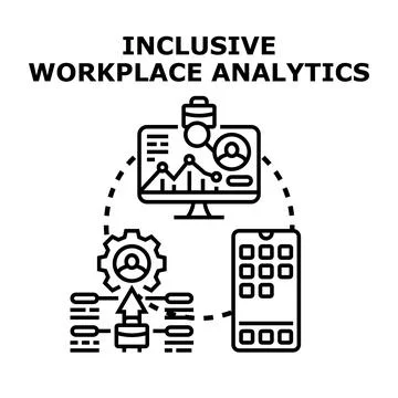 Inclusive workplace analytics system creating diverse growth strategy Stock Illustration