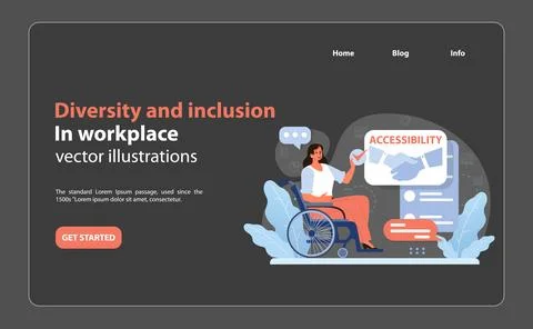 Inclusive workplace focus on accessibility. Flat vector illustration 库存插图